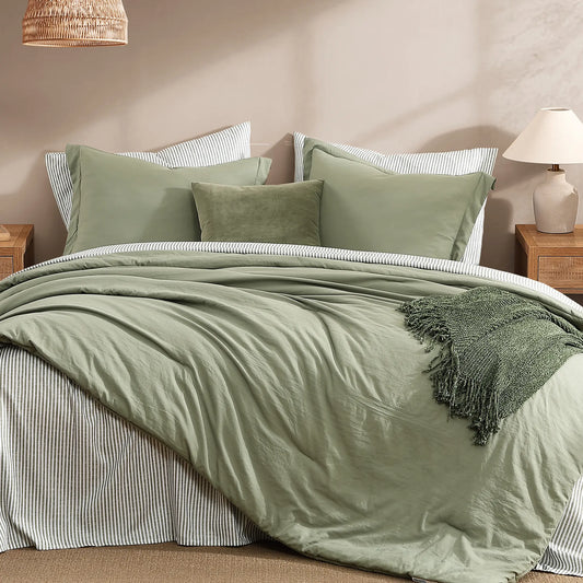 Weekly Deals Monbix 7-Pieces microfiber Comforter Set, Modern Farmhouse Coastal Style Bedding, 1 Single-Stitch Comforter, 2 Pillowcases, 2 Shams, 1 Flat & 1 Fitted Sheet,Summervibes